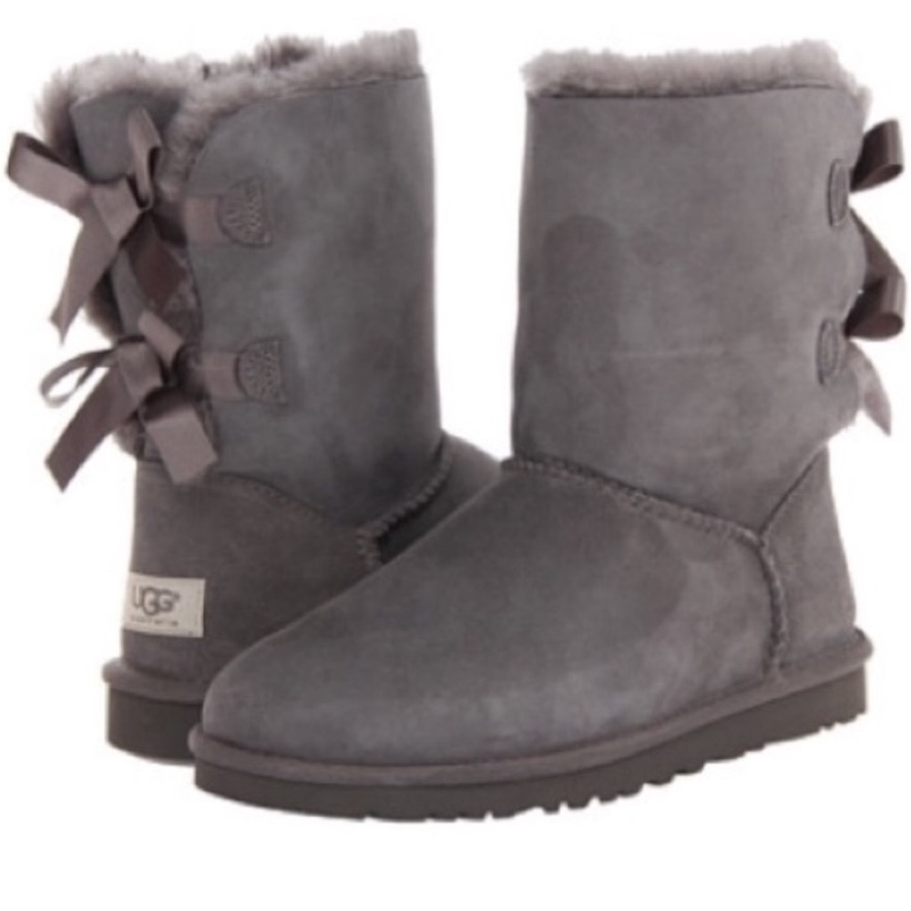 🩶UGG Bailey Bow Boots - Grey - Size 10🩶